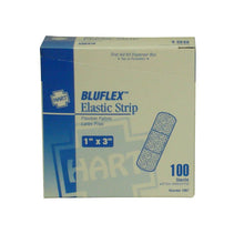 Load image into Gallery viewer, Elastic Blue Strip Bandages 1″ x 3″ – 100/box
