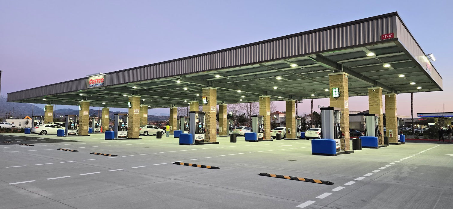 Frontline bollard covers at Costco fuel pumps