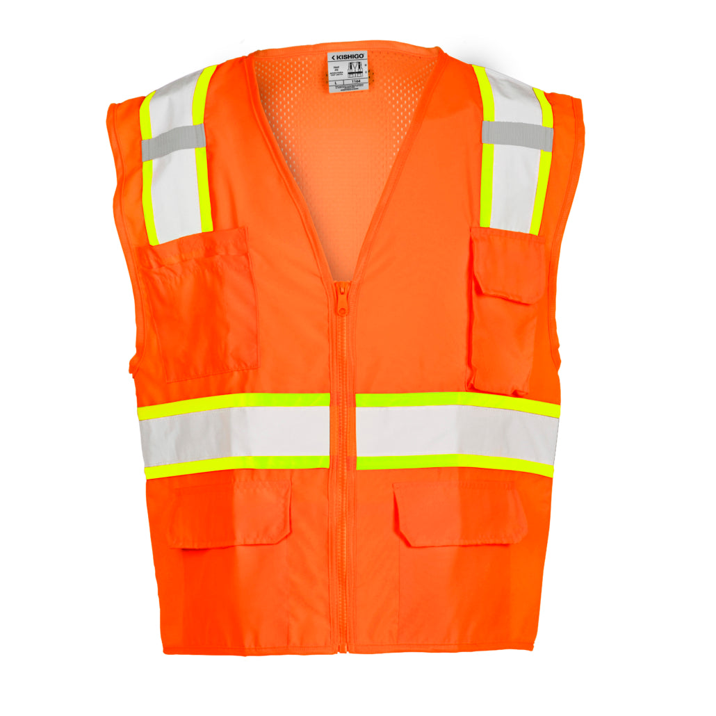 Reflective Safety Vest - Solid Front Mesh Back
